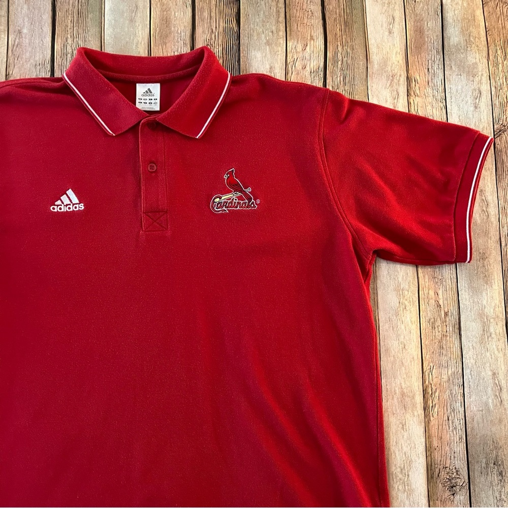 Adidas St. Louis Cardinals mens short sleeve polo shirt | size large - Picture 2 of 10